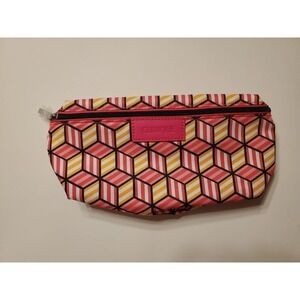 Clinique Makeup Bag Pink And Yellow Cube Pattern
